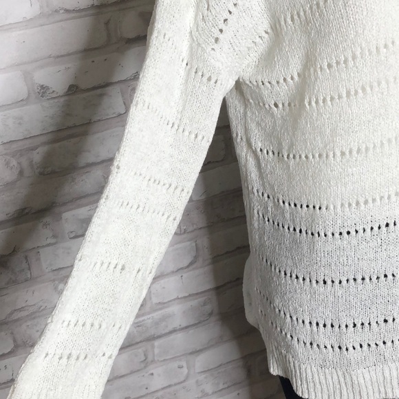 Pointelle white open knit sweater, medium - Picture 6 of 7